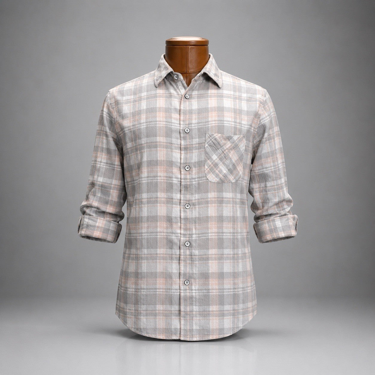 RAG & BONE New York Plaid Button-Down Shirt Pocket Gray Pink/White Cotton Small