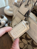 COACH Vintage SoHo Toffee Signature C White/Chalk Real Leather Shoulder/Handbag