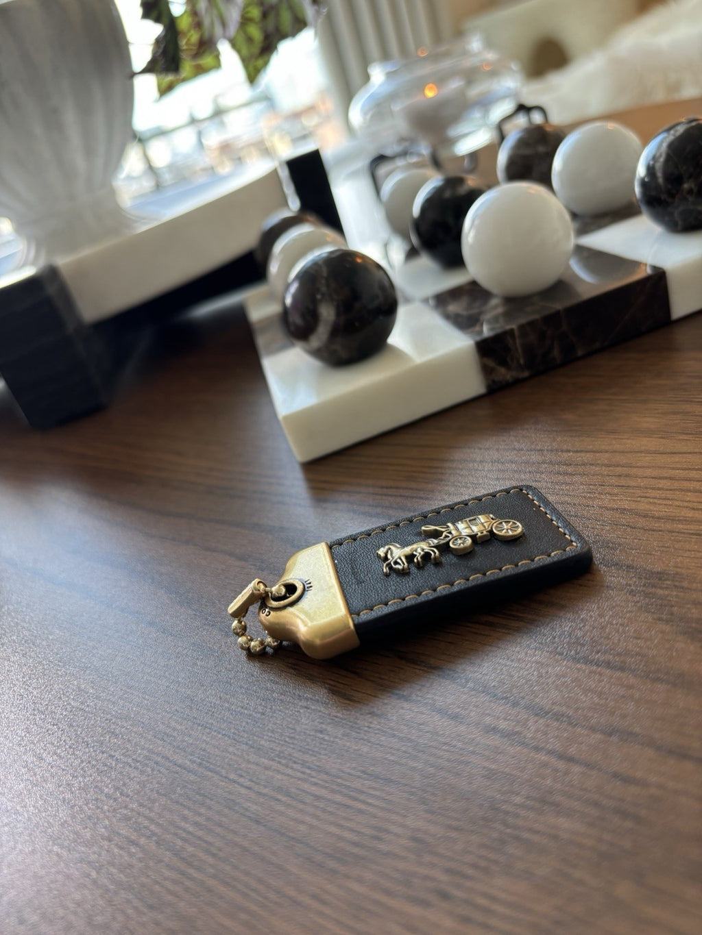 COACH 1941 Designer Hanging Tag Horse Carriage Bag Charm Fob Chain Black/Gold