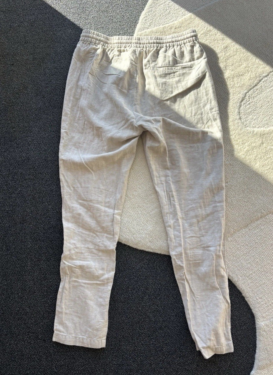SCOTCH & SODA Warren Linen Cotton Jogger Pants Gray Herringbone 32x32 (org $149)