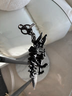 Designer COACH Black Rexy Bag Charm Keychain Fob Dinosaur Leather Skeleton