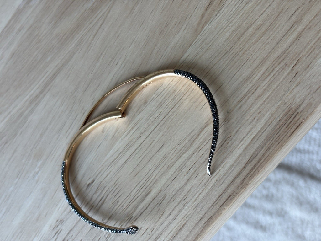SWAROVSKI Snake Bangle “Leslie” Bracelet Rose Gold Black Pavé Crystal Serpent