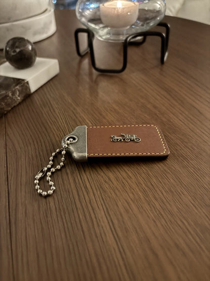 COACH 1941 Designer Hanging Tag Horse Carriage Bag Charm Fob Chain Brown/Silver