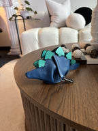 COACH Steggy Dino Dinosaur Leather Zip Coin Case Teal Blue Gunmetal (org $295)