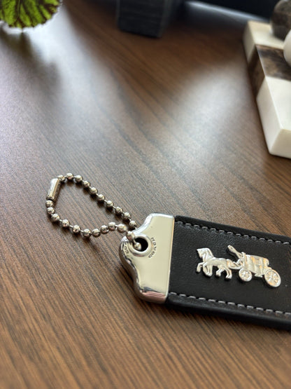 COACH 1941 Designer Hanging Tag Horse Carriage Bag Charm Fob Chain Black/Silver