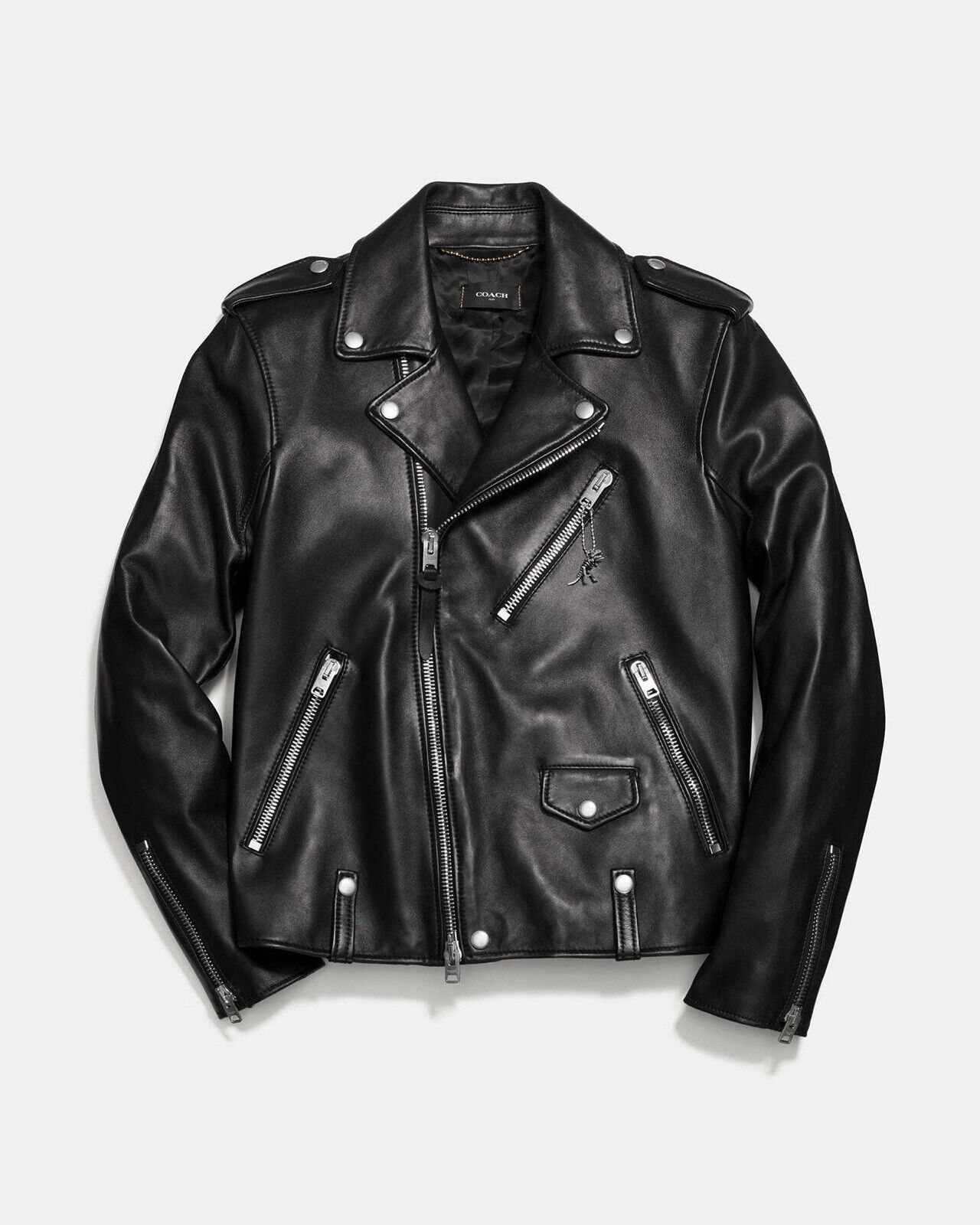 COACH Moto Jacket with Silver Rexy Charm | Men’s Size 48 | Lamb Leather ($1,095)