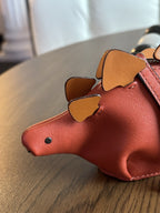 COACH Steggy Dino Dinosaur Leather Zip Coin Case Vermillion Orange (org $295)