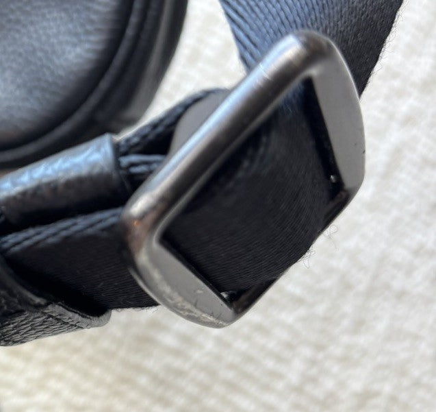 COACH Charter Crossbody Bag Black Polished Pebble Leather Gunmetal Double Zip