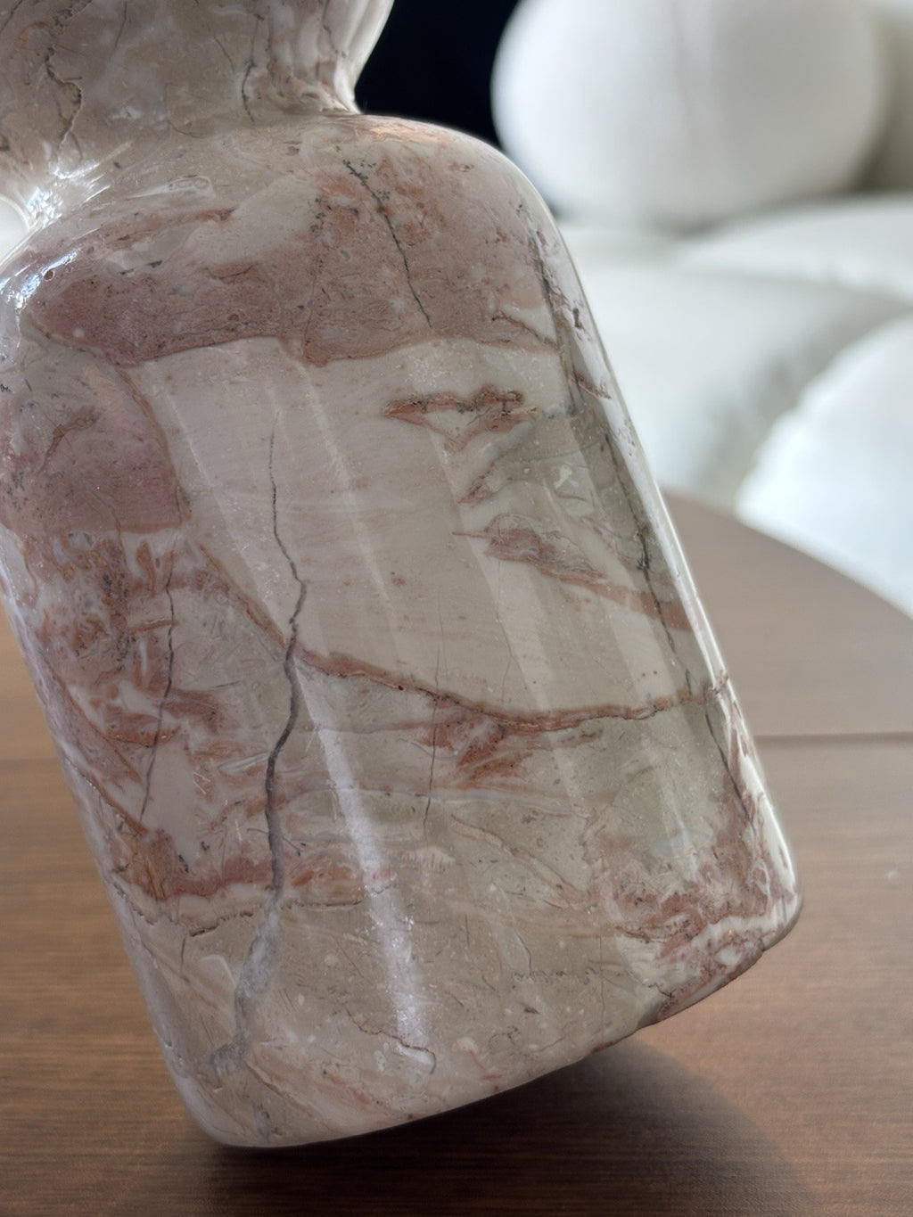 ITALIAN Pink/White Marble Candlestick Holders (2) Pair Japanese Style Made Italy