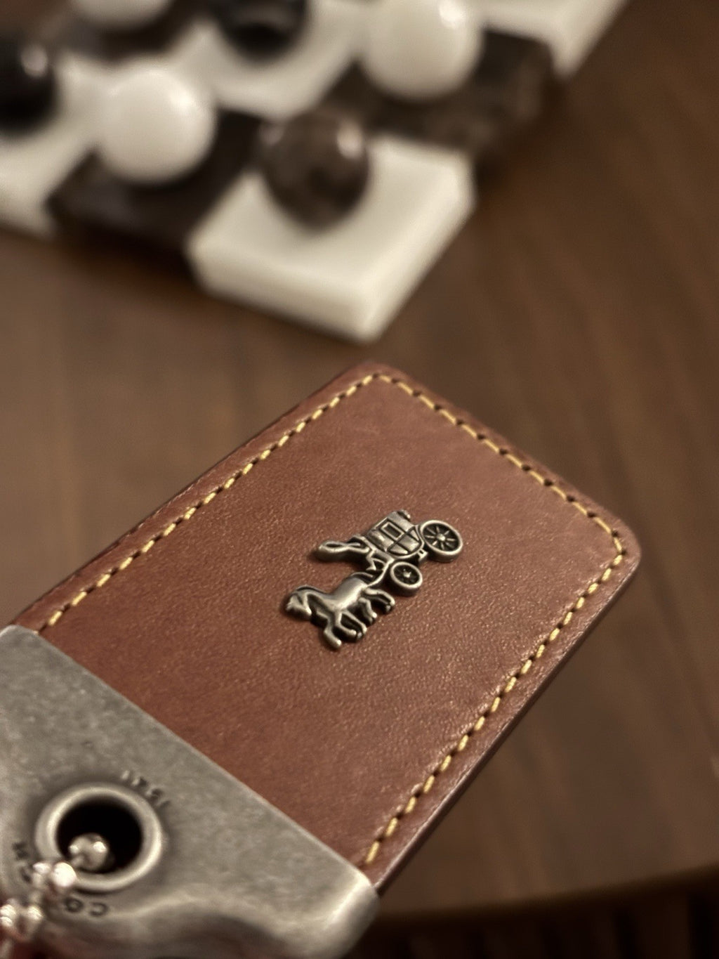 COACH 1941 Designer Hanging Tag Horse Carriage Bag Charm Fob Chain Brown/Silver