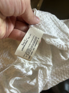 ARMANI Collezioni Italy White Textured V Neck Top Size 14 Stretch Knit Blouse