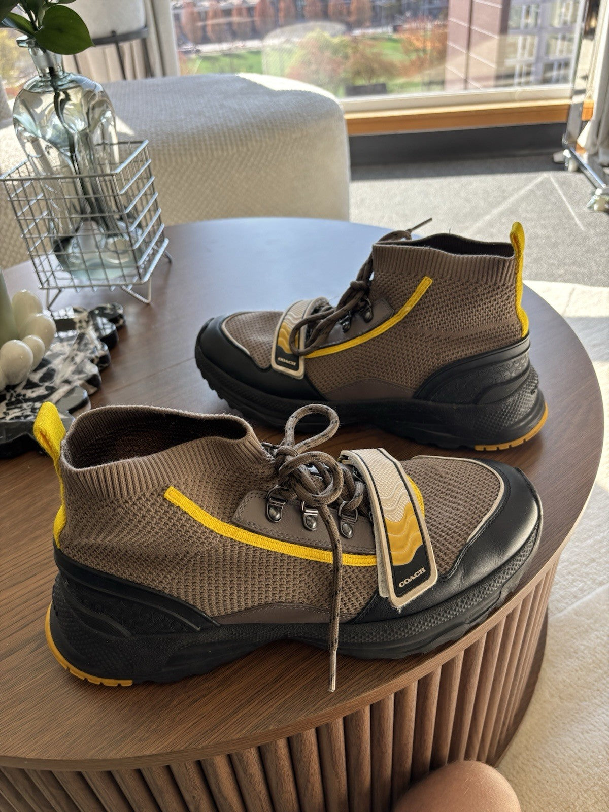 Designer COACH Brand Shoes C243 One Strap Runner High Top Size 11 Men (org $295)