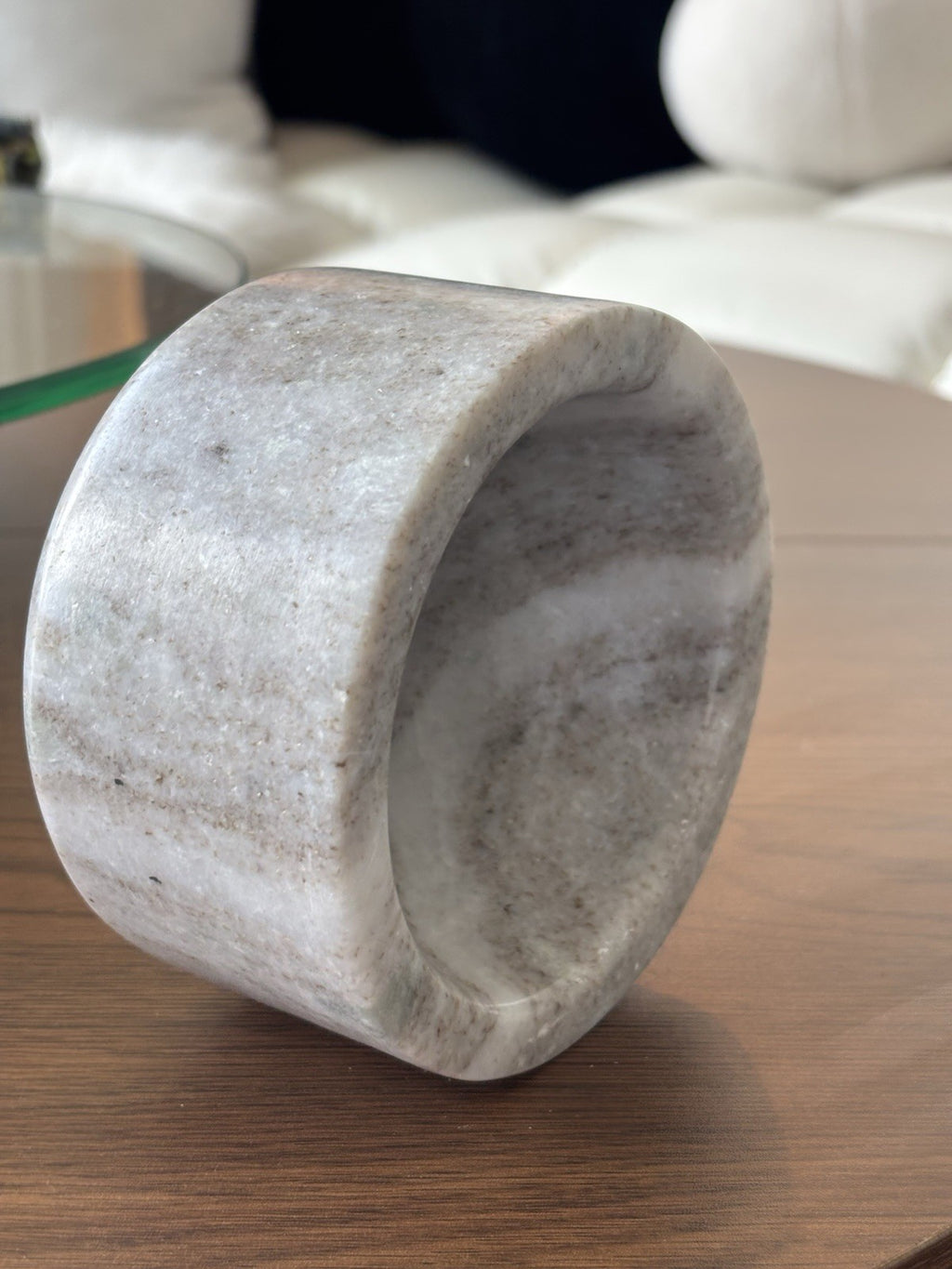 HEARTH & HAND Magnolia Marble Decorative Bowl Catchall Grey/White Stone Accent