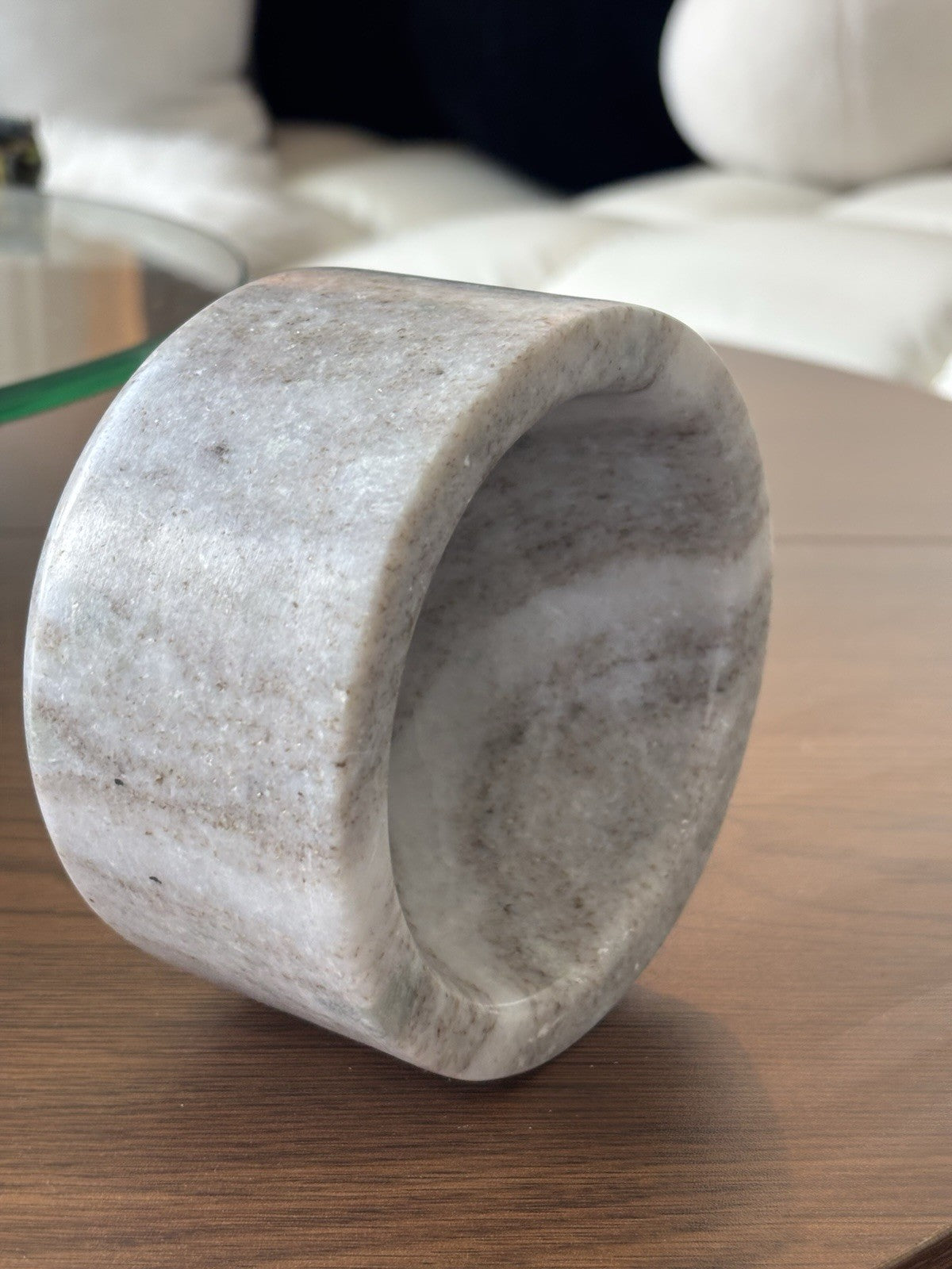 HEARTH & HAND Magnolia Marble Decorative Bowl Catchall Grey/White Stone Accent