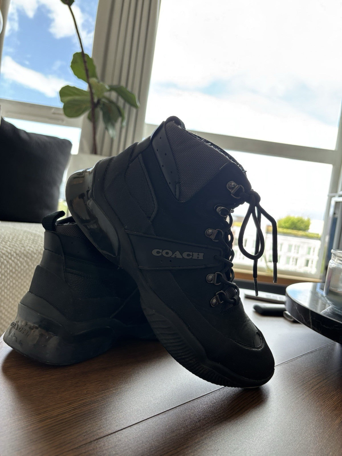 Designer COACH Men CitySole Hiker Boots Sneaker Shoe Blk/grey 10.5D  (org $295)