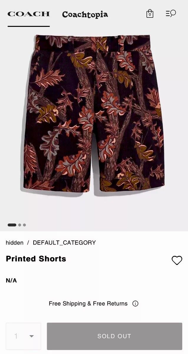 COACH Runway Limited Edition Fall/Leaf Camouflage Printed Shorts Size 30 ($350)