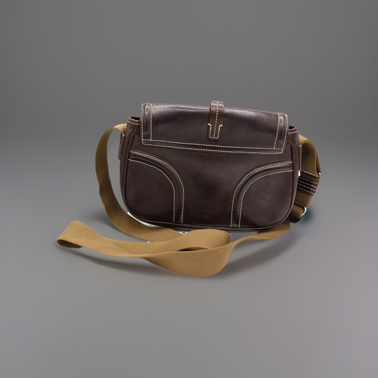 DOONEY & BOURKE Vintage Florentine Leather Calf Satchel Saddle Bag Brown Smooth