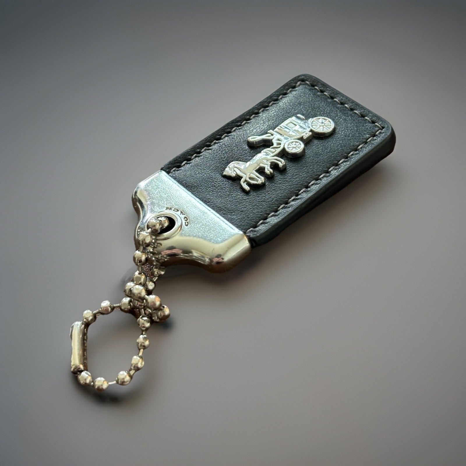 COACH 1941 Designer Hanging Tag Horse Carriage Bag Charm Fob Chain Black/Silver