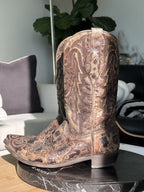 CORRAL® Mens Brown Exotic Alligator Inlay & Embroidered Western Boots (org $360)