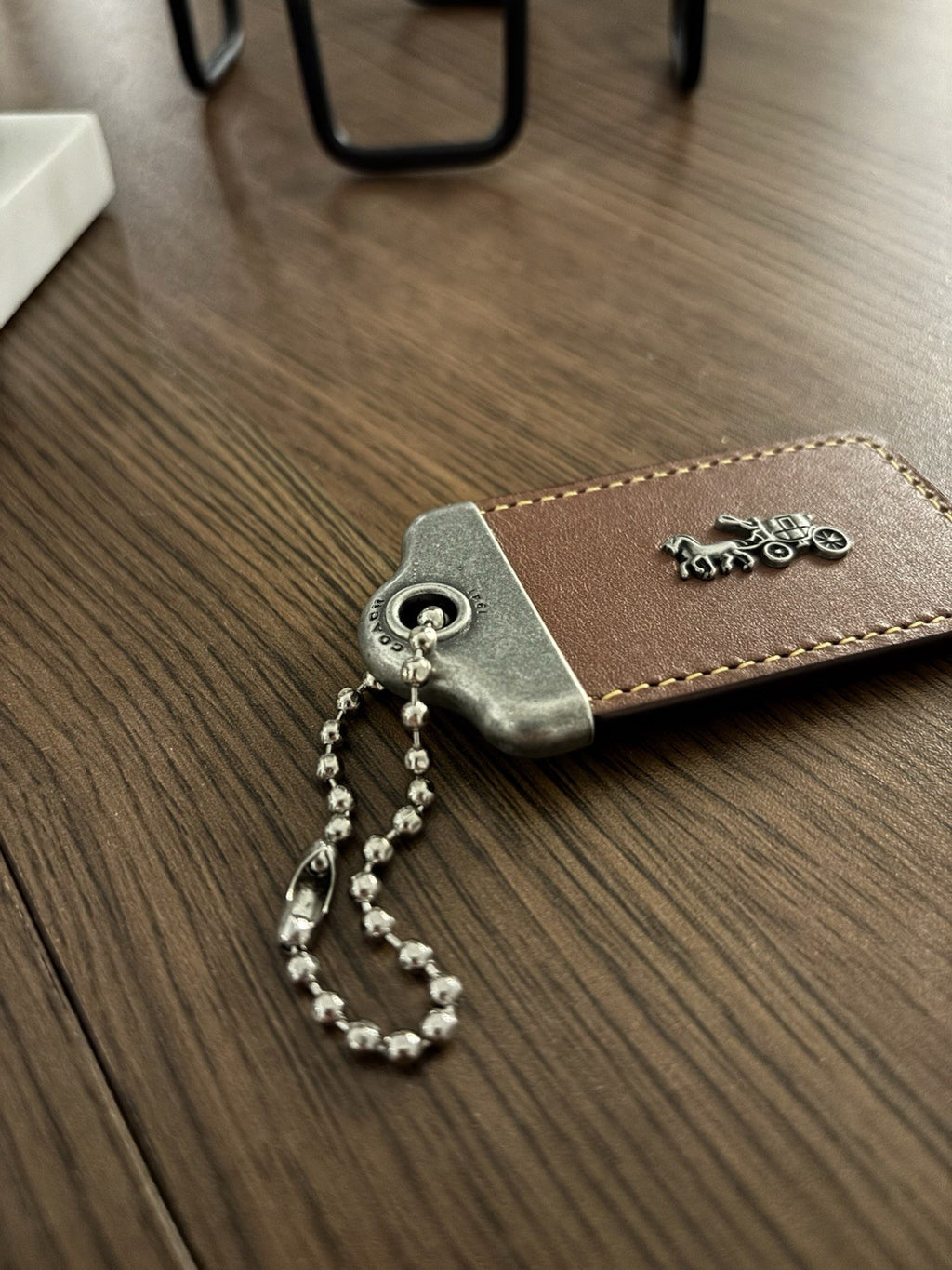 COACH 1941 Designer Hanging Tag Horse Carriage Bag Charm Fob Chain Brown/Silver