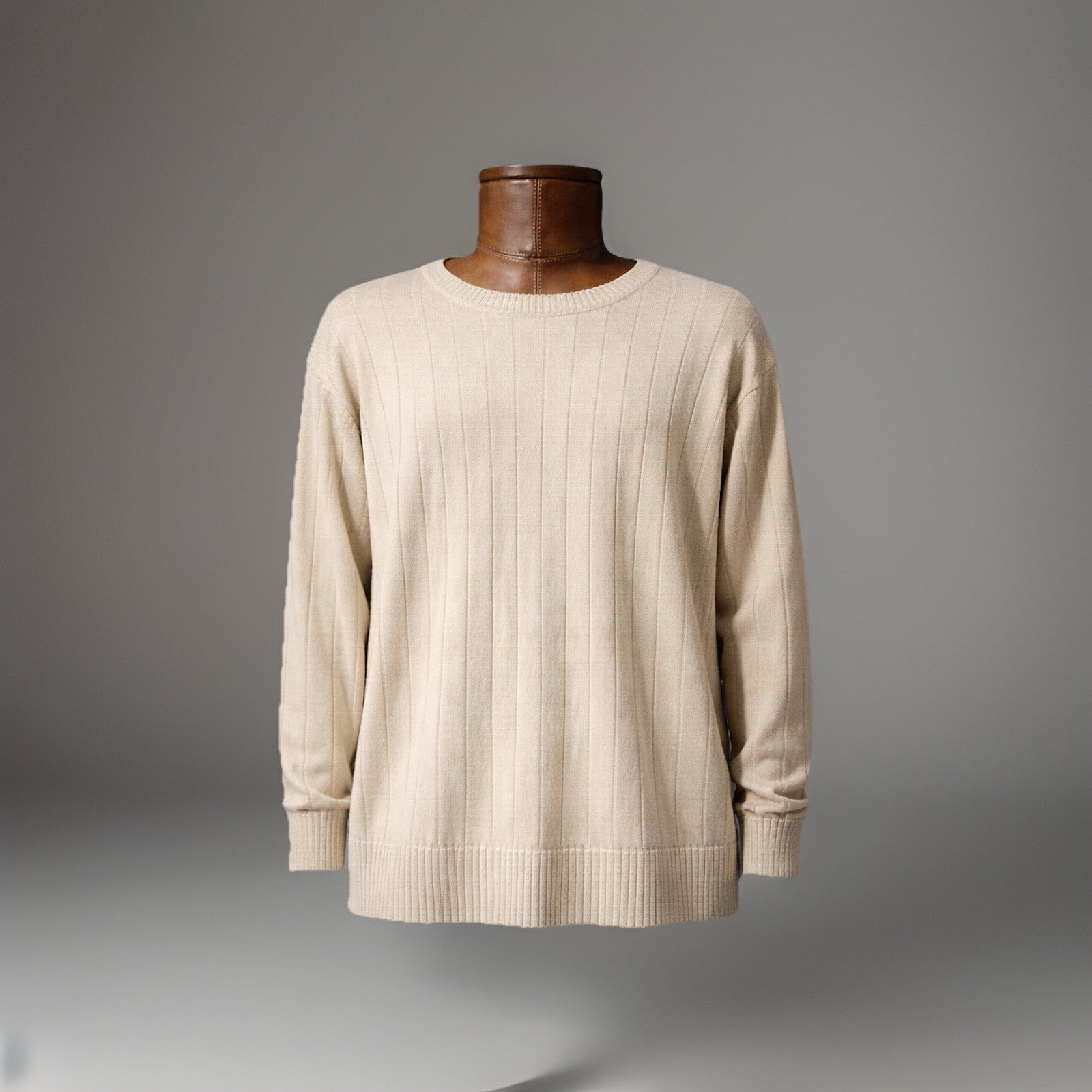 SUN RIVER CO Vintage 1990 Sweater Pullover Beige/Tan Crew Neck 100% Cotton Men L