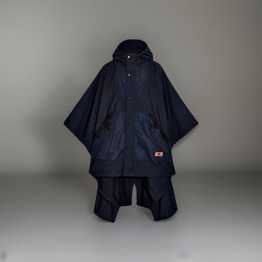 NWT Men COACH Runway Coat Poncho & Travel Bag Set Black/ Navy Size L (org $795)