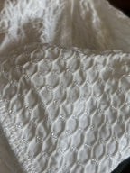 ARMANI Collezioni Italy White Textured V Neck Top Size 14 Stretch Knit Blouse