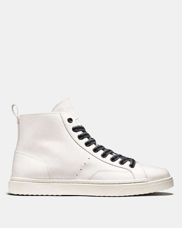 Men COACH Brand Distressed C214 Leather Ivory High Top Sneaker Sz 11 (org $350)