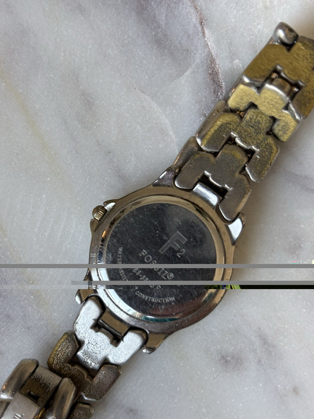 FOSSIL Vintage Y2K Two-Tone Quartz Movement Wrist Watch Gold/Silver (F2 ES-9814)