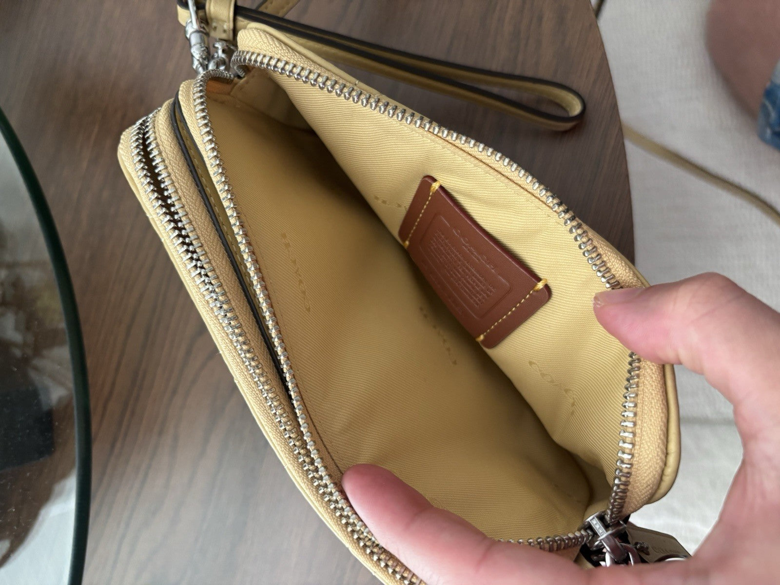 COACH Quilted Pillow Leather Crossbody Wristlet Kira Bag Hay/Yellow (Org $295)