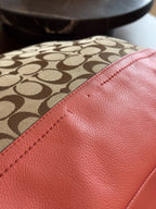 COACH Park Signature Khaki Hobo Handbag Crossbody Orange Pink Leather (org $395)
