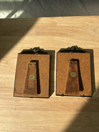 1951 VINTAGE Italian Portrait Frames Set of 2 Brass Filigree & Red Velvet 5x8”