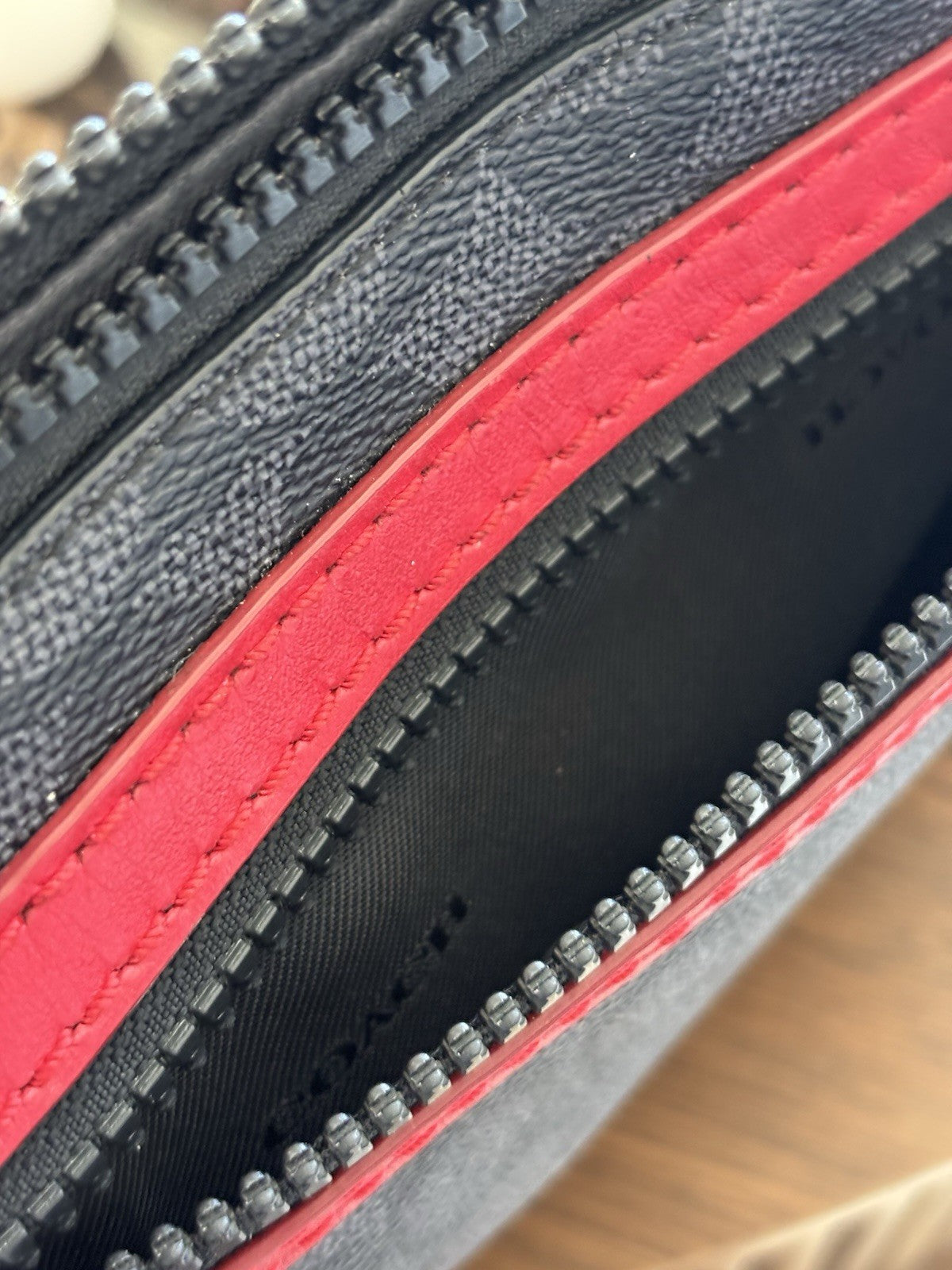 COACH Create Pin Banana/ Bolt Pins Accessory Toiletry Pouch Wristlet Red Leather