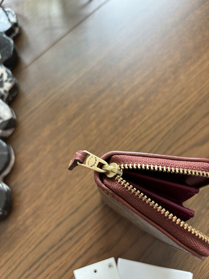 NWT designer COACH Small Zip Wallet Coin/Card Case Signature Tan/rust (org $95)