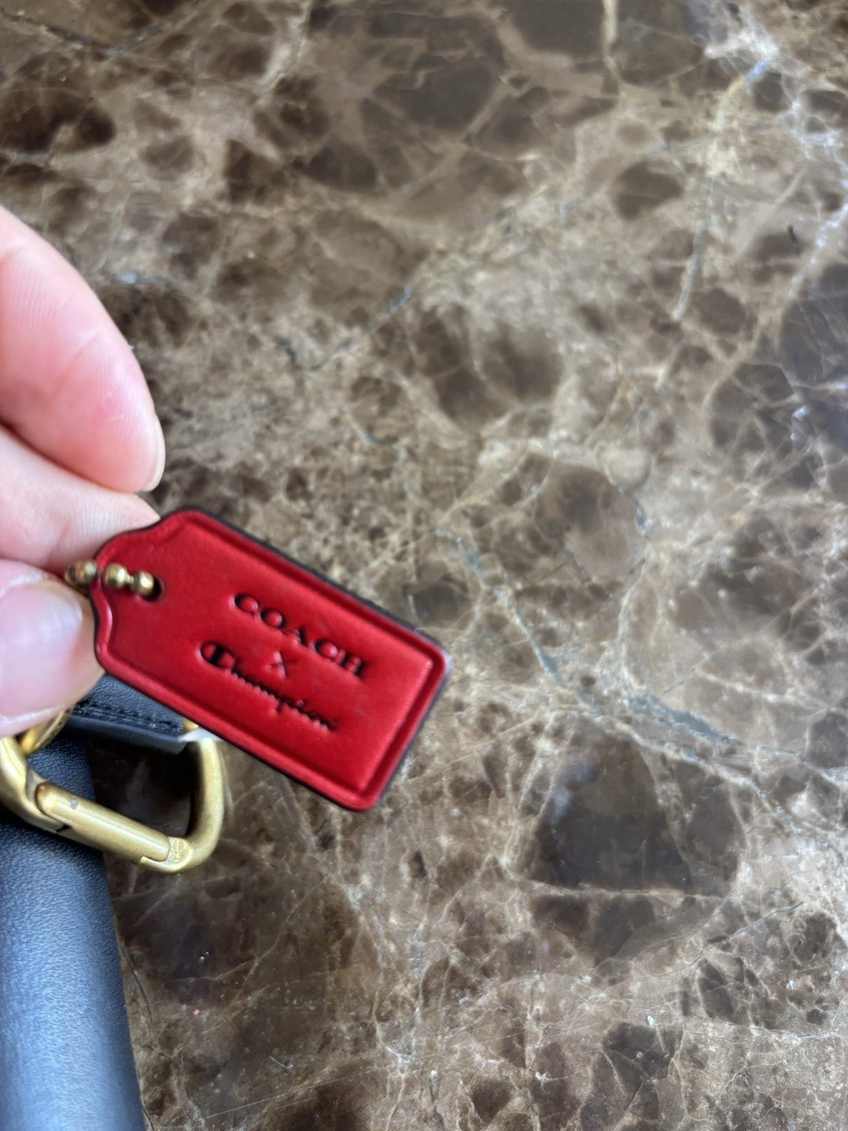 NWT Rare COACH X CHAMPION Archives Collab Turnlock Key Fob Signature Leather New