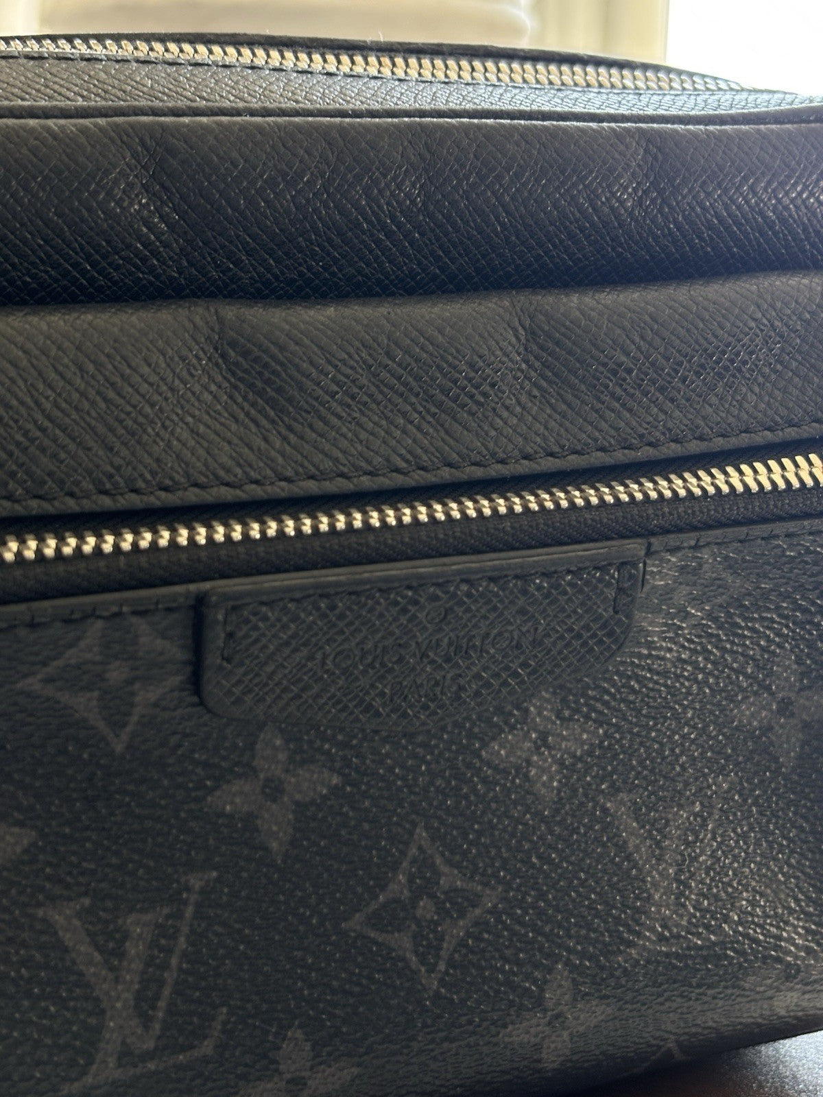 LOUIS VUITTON Authentic Monogram Eclipse Fannypack Designer Bum Bag Black Silver