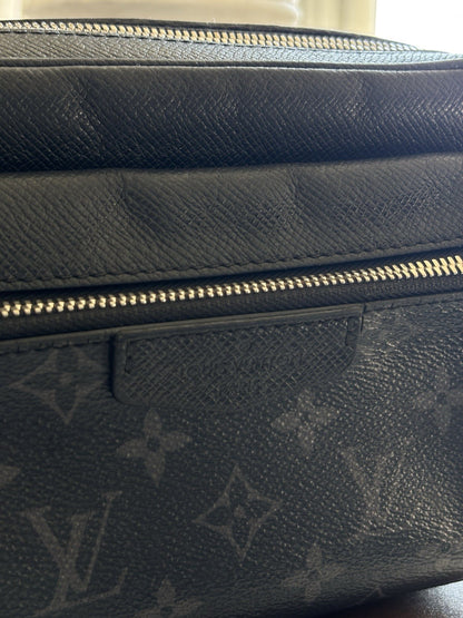 LOUIS VUITTON Authentic Monogram Eclipse Fannypack Designer Bum Bag Black Silver