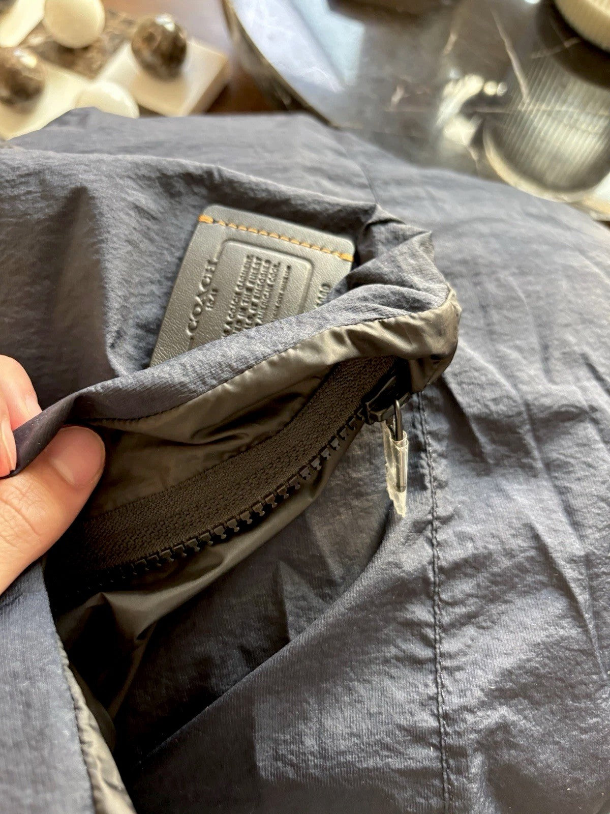 NWT Men COACH Runway Coat Poncho & Travel Bag Set Black/ Navy Size L (org $795)