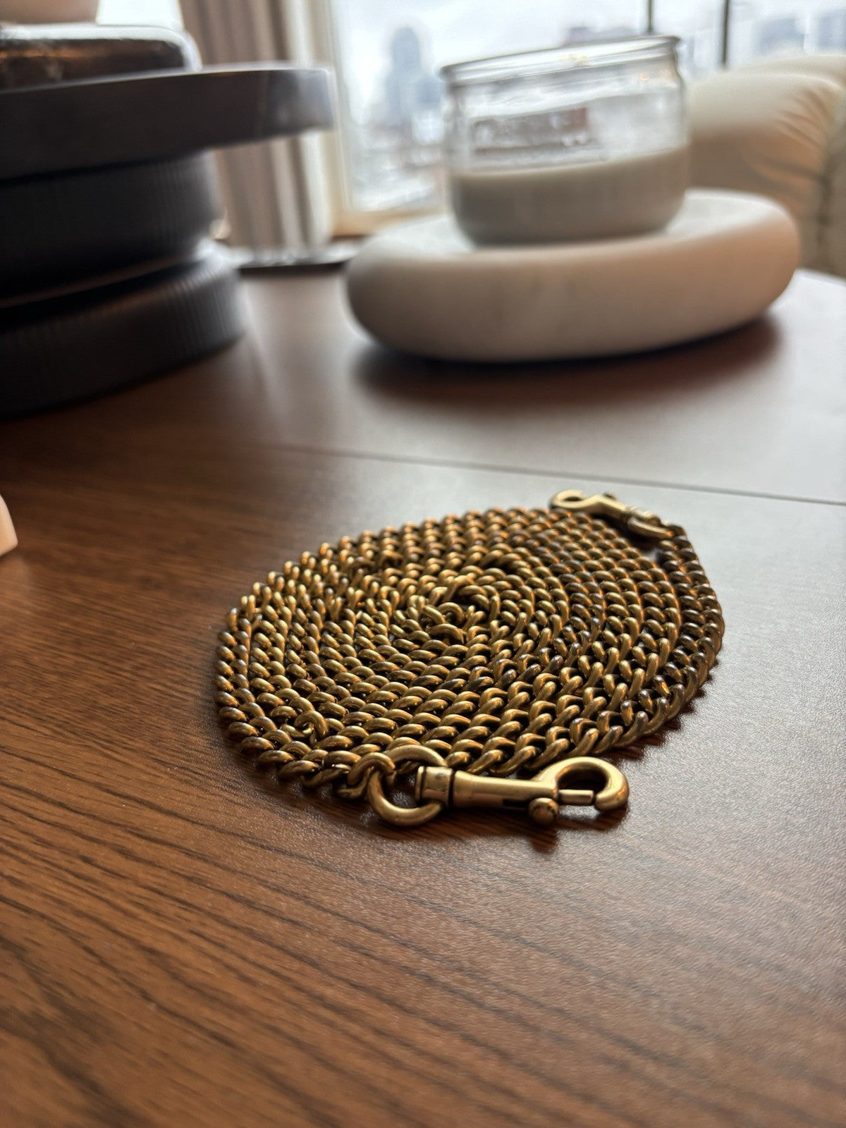 COACH Designer Bag Chain Strap Gold/Antique Brass Metal w/ Leash Clip (org $150)