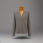 EILEEN FISHER Textured Wool Blend Cardigan Medium Taupe Gray Button-Up Sweater