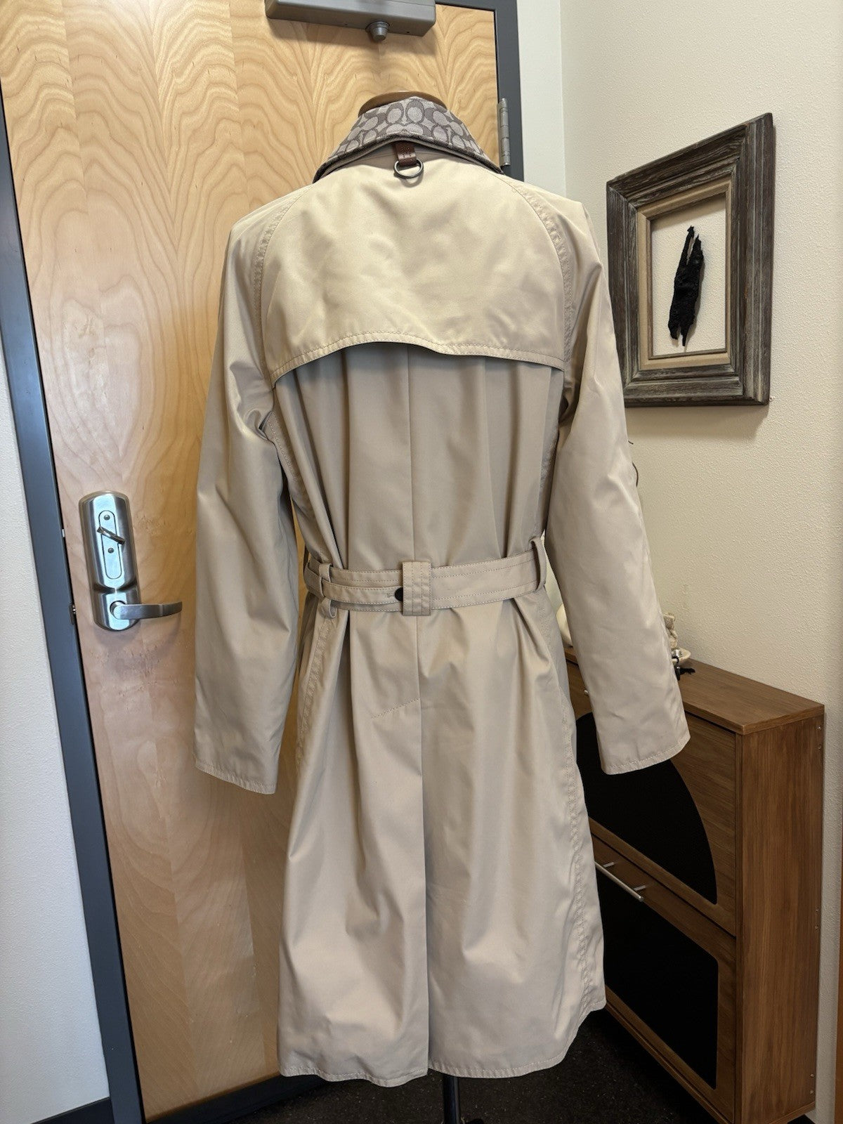 COACH Designer Trench Coat Jacket Leather Details Tan Khaki Brown (org $795)