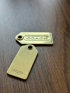 COACH 2001 Metal Hangtag Charm Gold Plated Replacement hang Tag Bag Keychain New