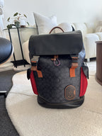 Designer COACH Rivington Backpack Rucksack Signature Leather Red/ Blk (org $595)