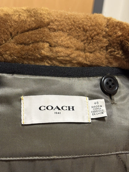 COACH Runway Shearling Lined Parka Jacket Coat Fur Hood Green/Olive (org $2650)