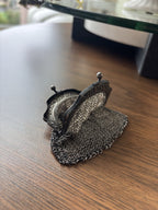ANTIQUE Victorian Edwardian Chainmail Coin Purse Kiss-lock Pouch Silver Tone Bag