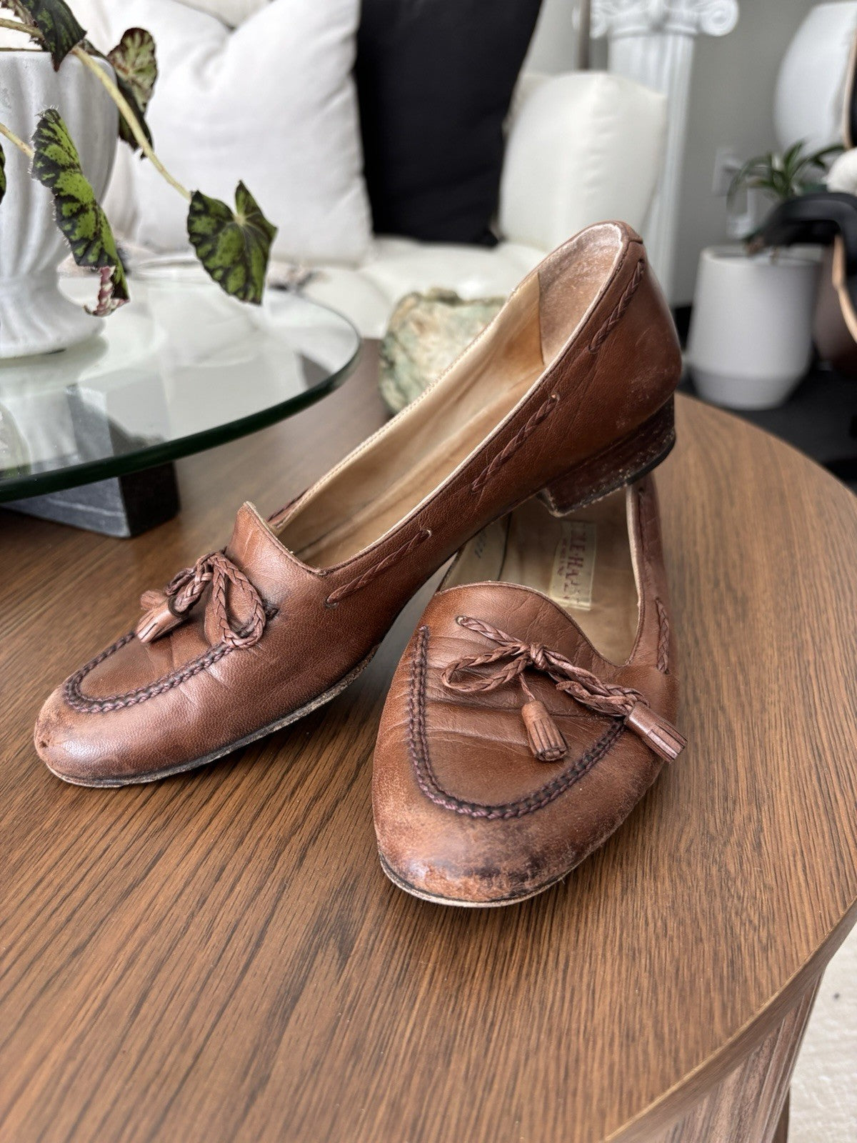 1989 VINTAGE Cole Haan Shoes Leather Tassel Loafers Slip On Womens Size 7.5aa