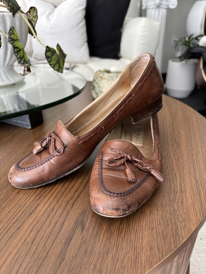 1989 VINTAGE Cole Haan Shoes Leather Tassel Loafers Slip On Womens Size 7.5aa