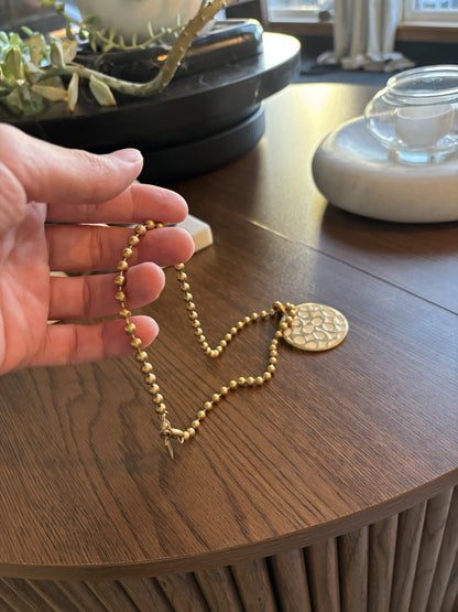 COACH Vintage Signature Pendant Miranda Bead Chain Link Necklace Gold (org $200)