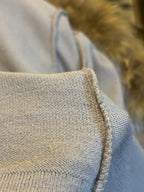 BEBE Y2K Luxury Italy Collection Cardigan Real Fox Fur Collar Blue M (org $660)
