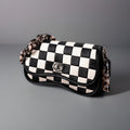 COACH Coachtopia Wavy Dinky Crossbody Bag Black/white Checkerboard Check Leather